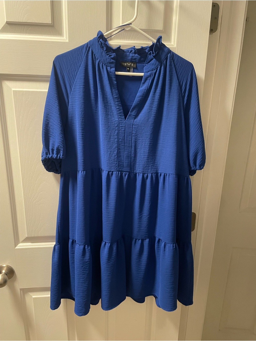 Blue Tiered Ruffle Dress